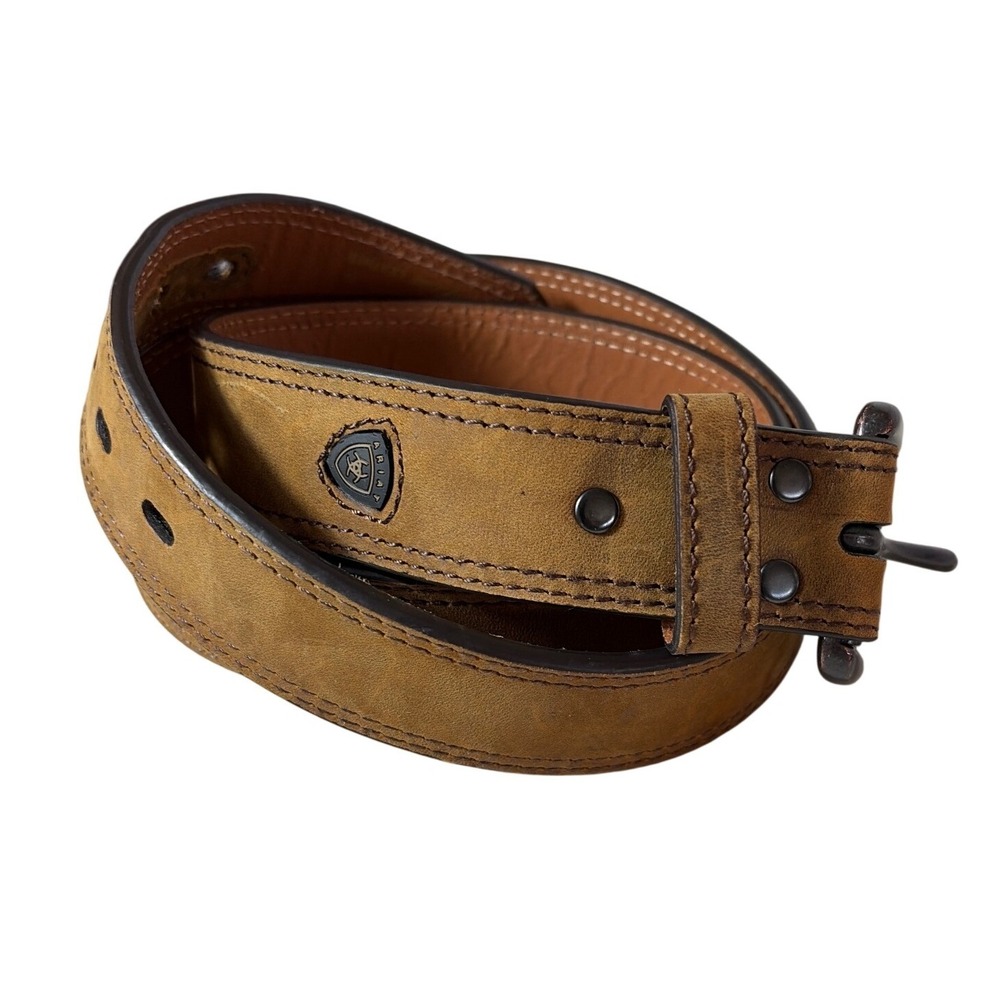 Ariat Mens Tan Genuine Leather Western Belt Brown Size 42 Cowboy workwear